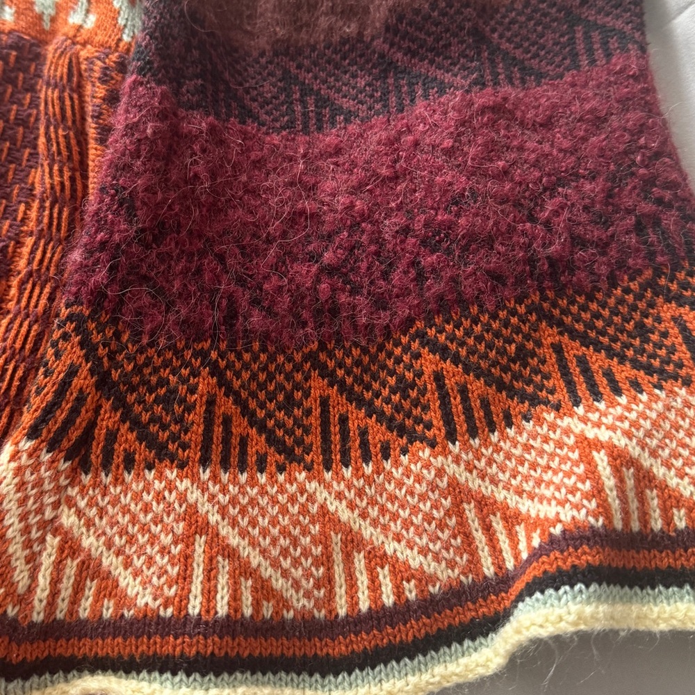 Free People Boho Knit Sweater Patchwork Dress Sm Orange Alpaca Blend Bell Sleeve - Picture 7 of 10